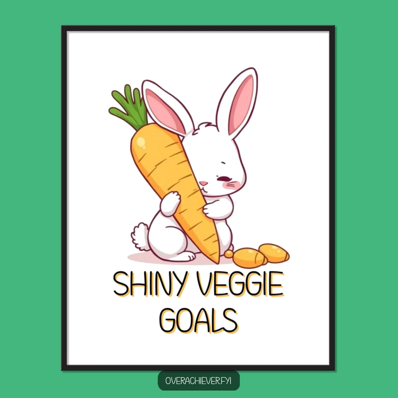 Funny Golden Carrot Rabbit Poster: Humorous Wall Art for Determined Art Lovers