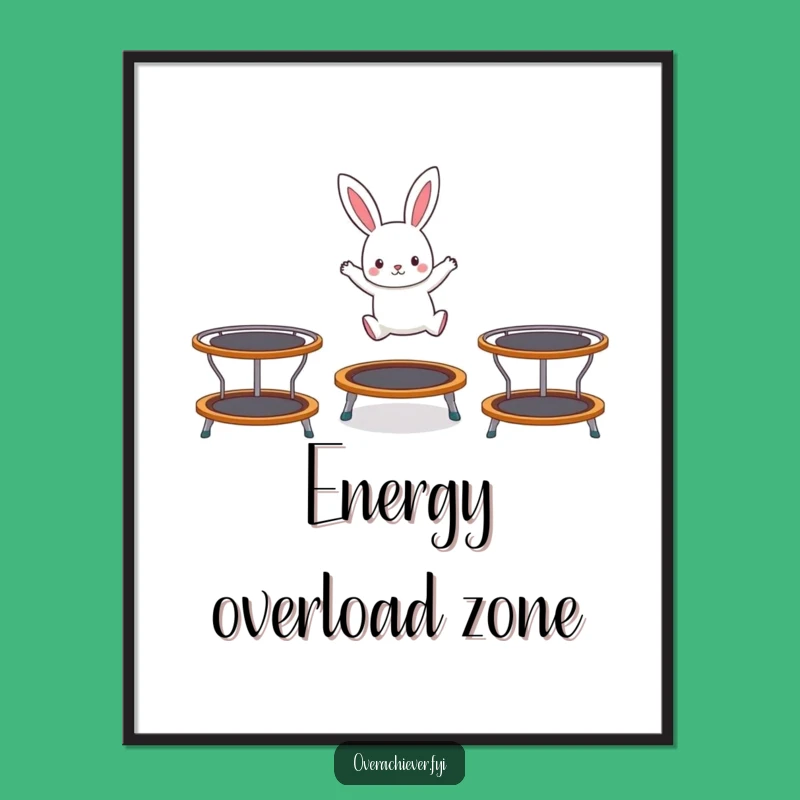 Funny Rabbit Trampoline Poster - Energetic Wall Art for a Happy Home!