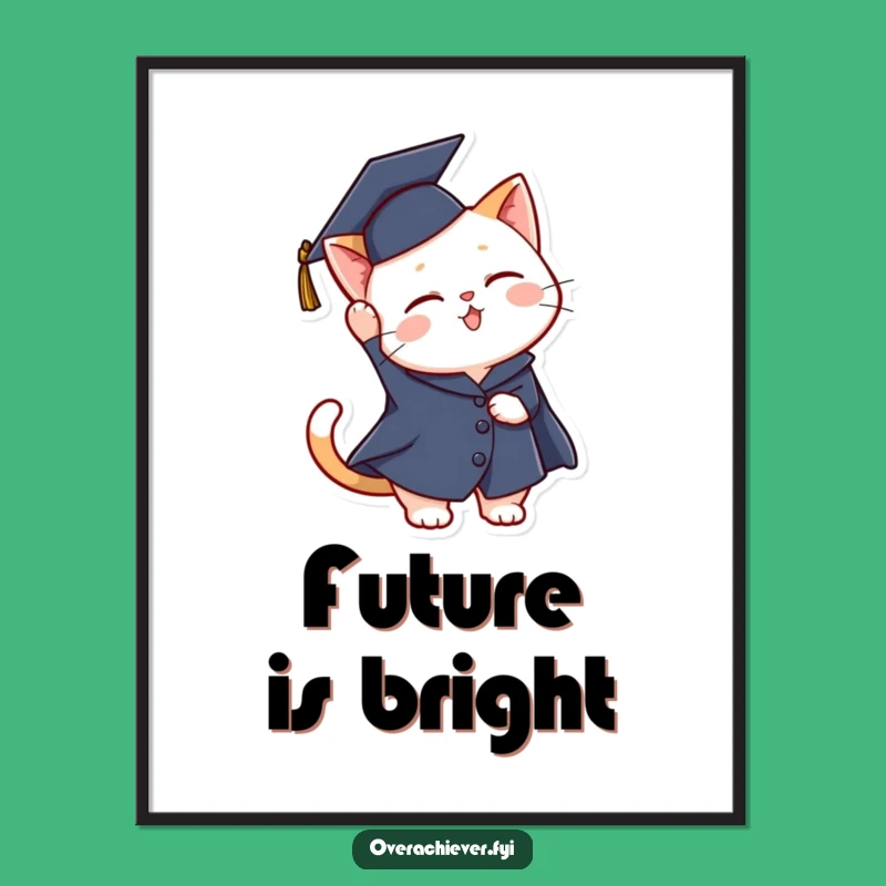Funny Graduation Cat Poster - A Hilarious Feline Celebration of Academic Achievement!