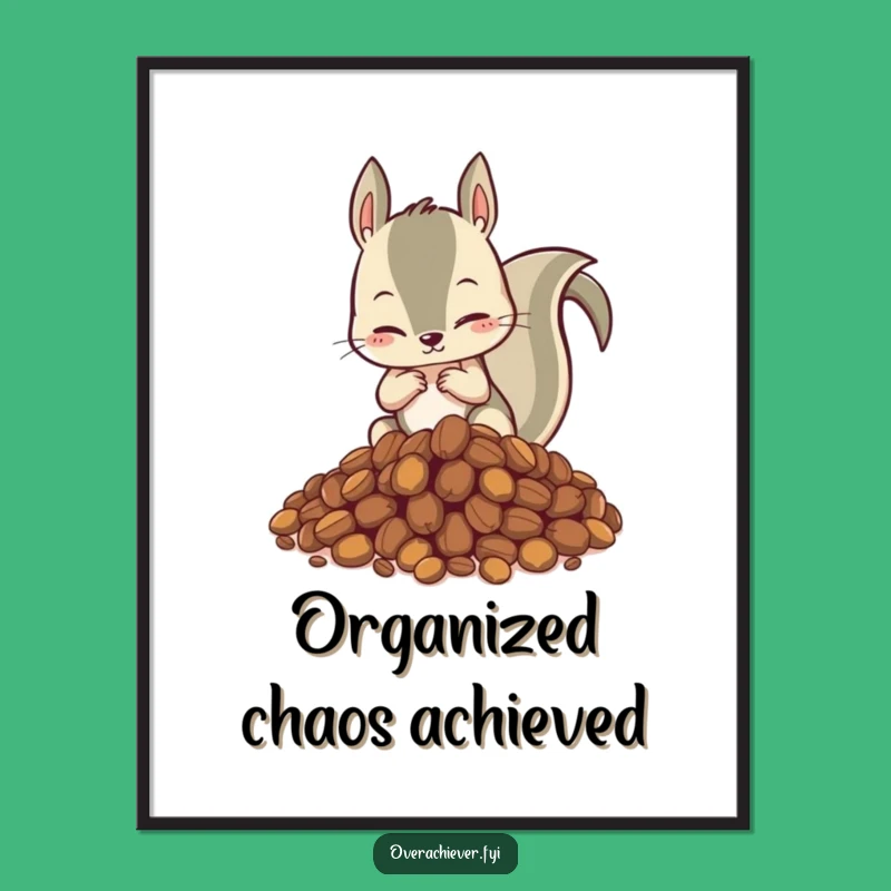 Funny Squirrel Nut Mountain Poster - Hilarious Wall Art for Your Organized Space!