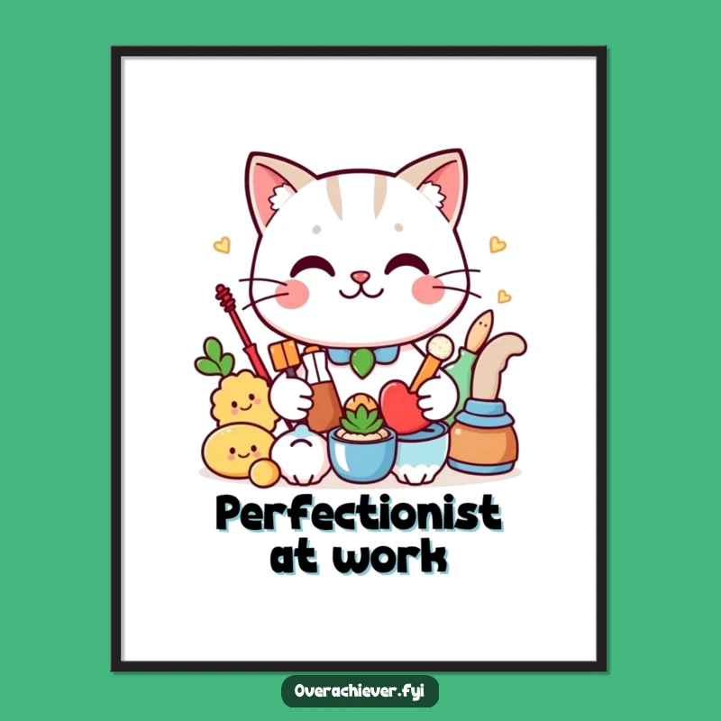 Funny Cat Poster: Proud Smirk, Organized Art Print, Perfect Humorous Wall Decor!