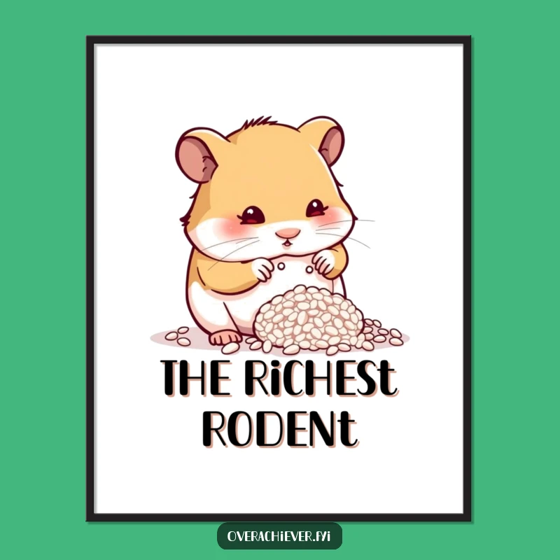 Funny Hamster Rice Counting Poster, Hilarious Wall Art for Focus