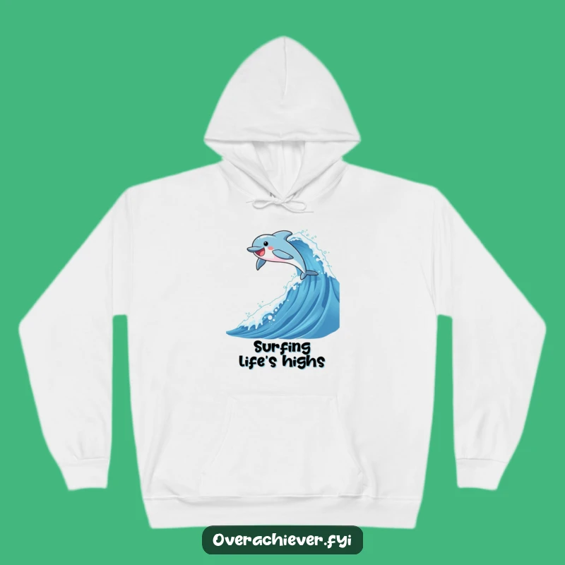 Funny Dolphin Wave Hoodie: Joyful Surfer, Cozy and Hilarious Ocean Gift