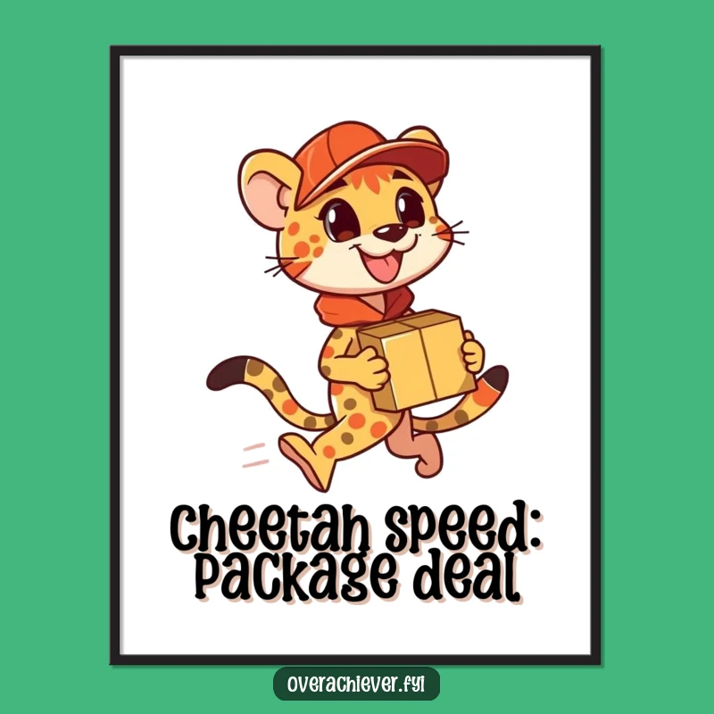 Funny Free Printable Wall Art: Cheetah's Marathon Package Run - Downloadable Decor