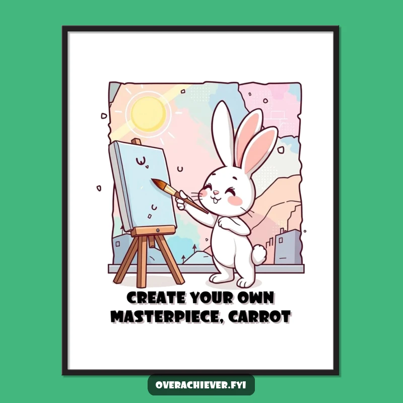 Funny Free Printable Bunny Artist Wall Art - Creative Downloadable Gift for Any Room!