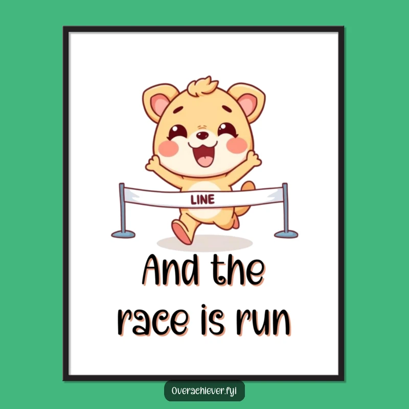 Free Printable Wall Art: Determined Animal Crossing Finish Line, Funny Decor