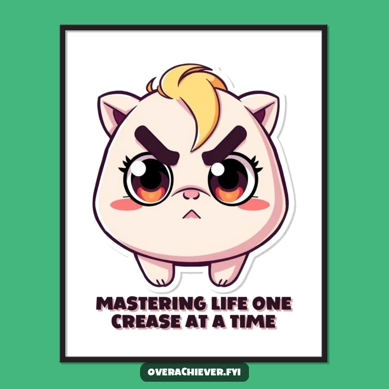 Free Printable Wall Art: Determined Wrinkle-Ironing Character, Funny Downloadable Poster