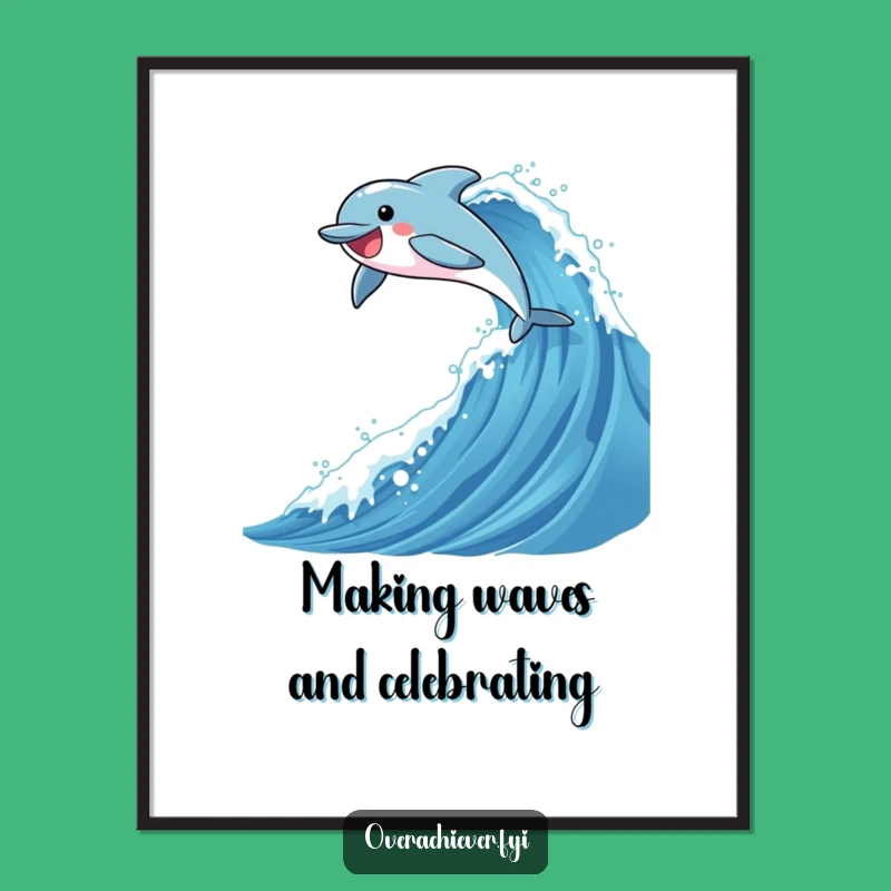Free Printable Wall Art: Dolphin's Joyful Wave Leap, Hilarious Downloadable Decor
