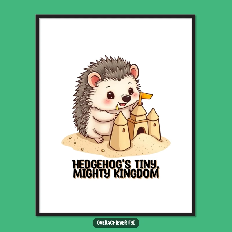 Free Printable Wall Art: Hedgehog Sand Artist, Quirky DIY Downloadable Decor