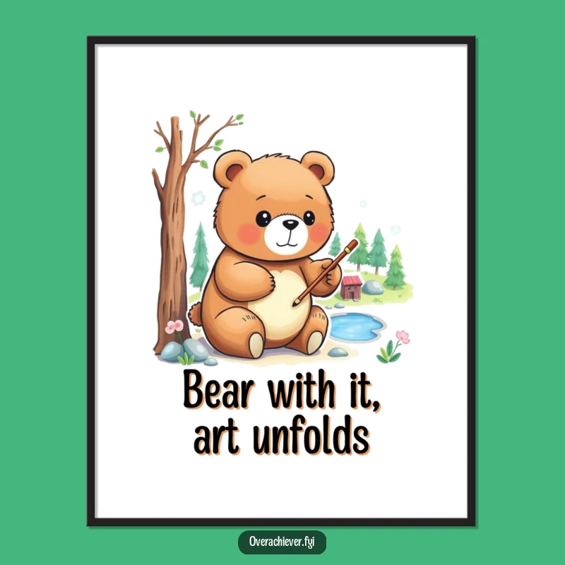 Funny Free Printable Wall Art: Bear's Miniature Masterpiece Downloadable Gift