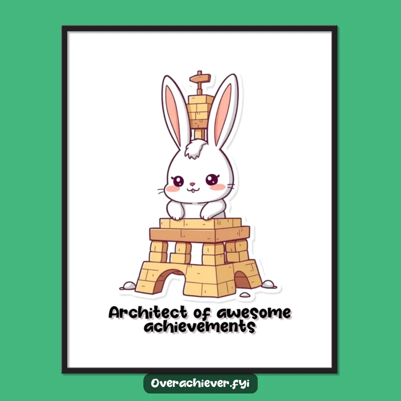 Funny Free Printable Wall Art: Determined Rabbit Builder Downloadable Home Decor