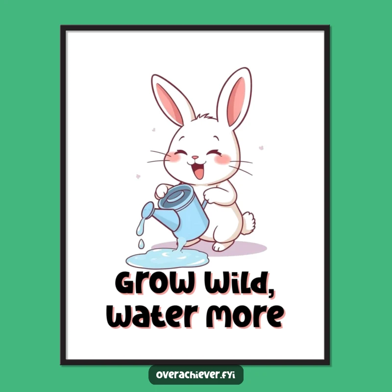 Free Printable Wall Art: Energetic Rabbit Watering - Zany Downloadable Home Decor!