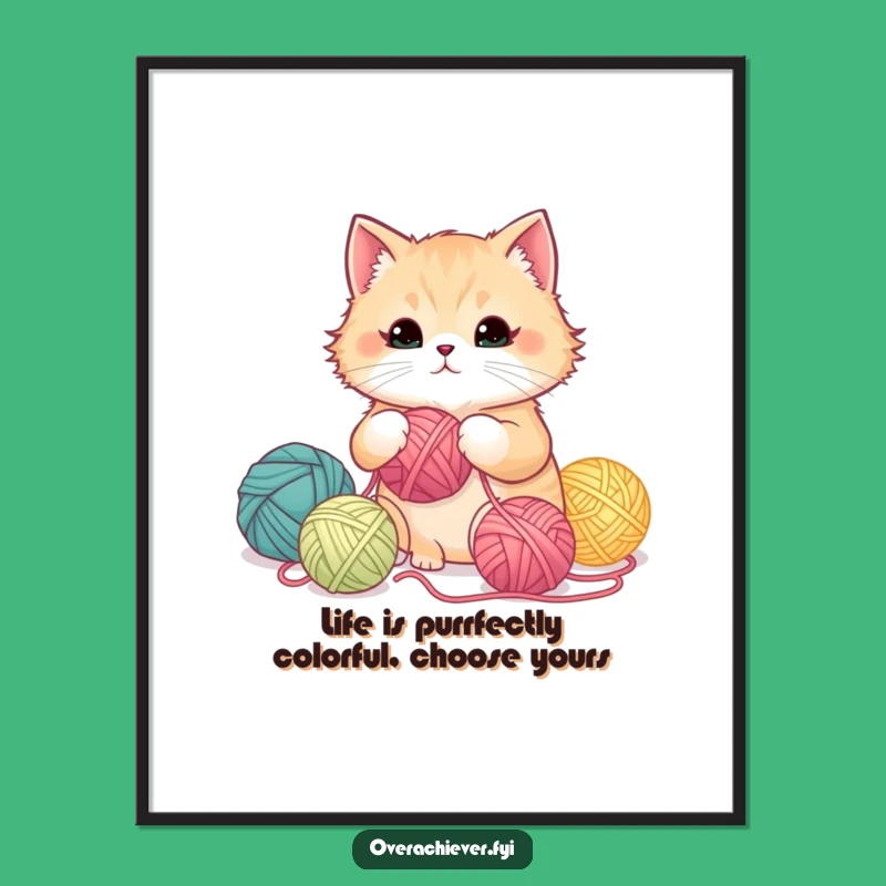 Free Printable Wall Art: Cat Curates Yarn Gradient, Aesthetic Downloadable Art for Home