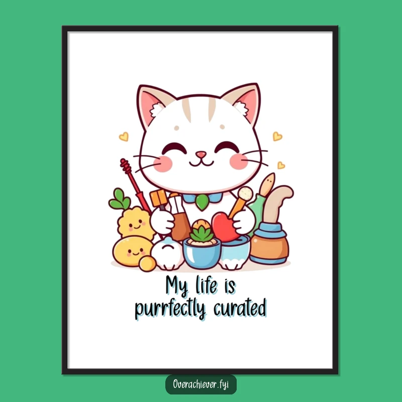 Free Printable Wall Art: Funny Cat's Smug Organization - Humorous Downloadable Decor