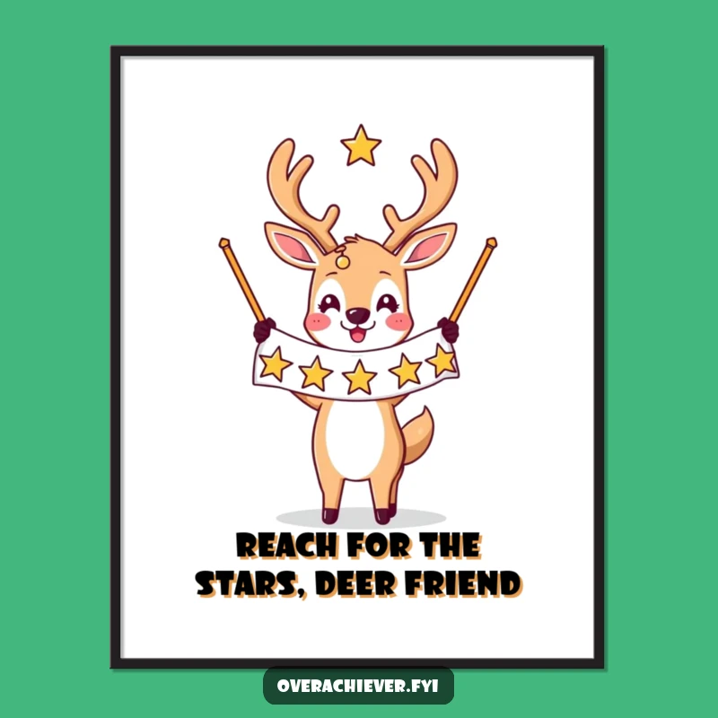 Funny Free Printable Wall Art: Starry Deer, Quirky Downloadable Decor Gift