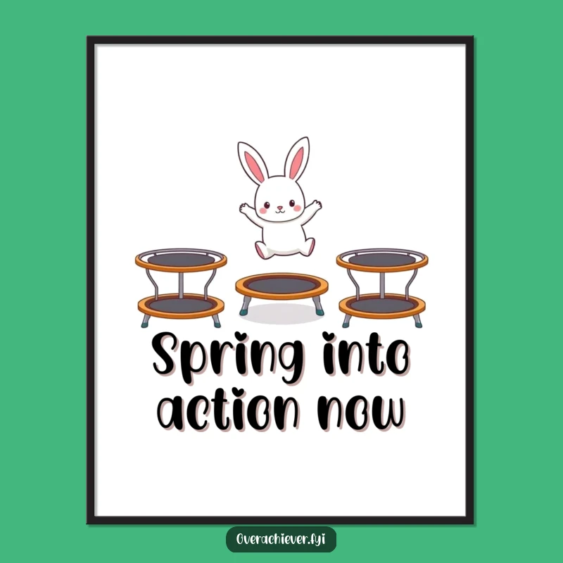Free Printable Rabbit Art: Bouncing Multi-Trampoline Fun for Funny Downloadable Decor