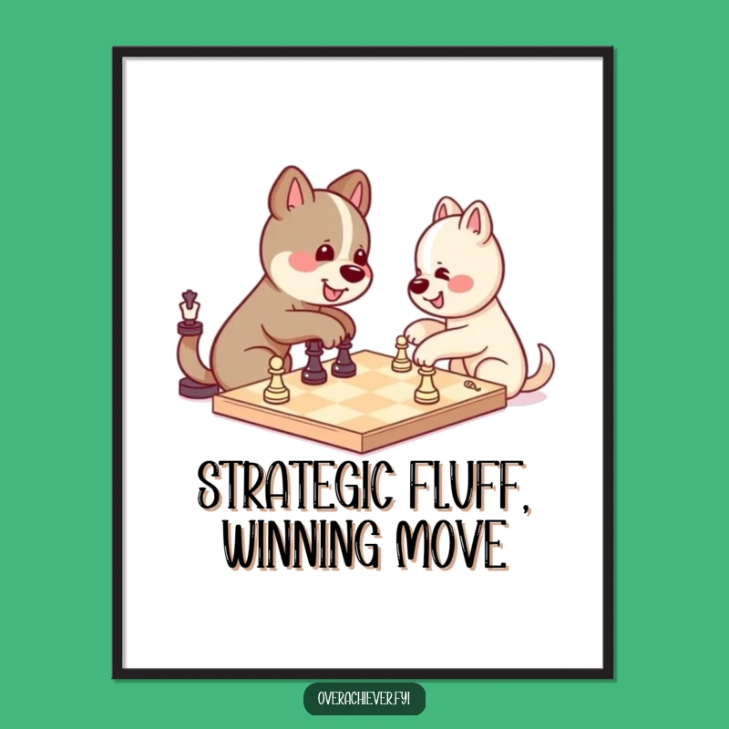 Free Printable Kawaii Dog Chess Master Wall Art - Funny Downloadable Decor