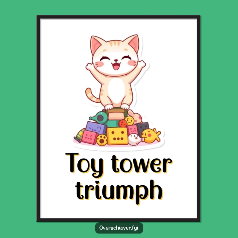 Free Printable Wall Art: Funny Cat Balancing on Toys!