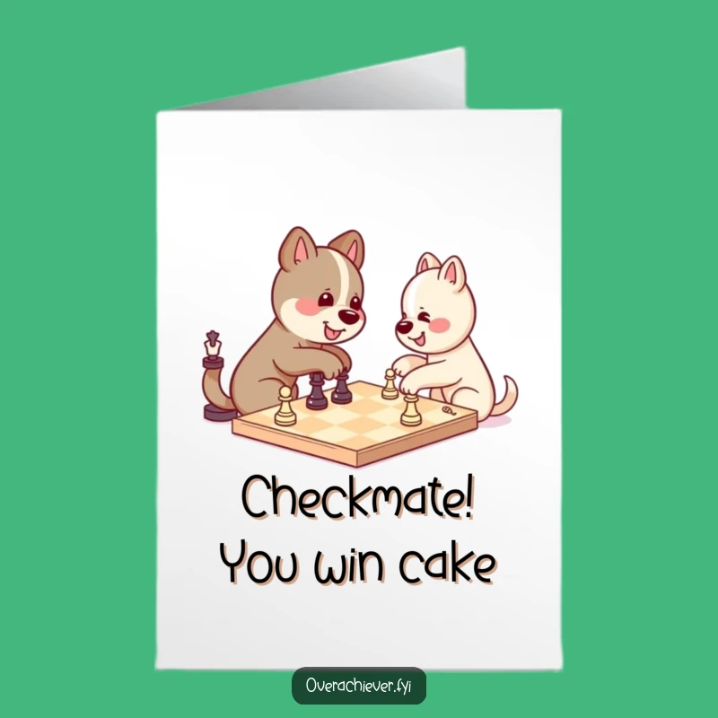 Free Printable Kawaii Dog Chess Champ Birthday Card - Funny Downloadable Gift