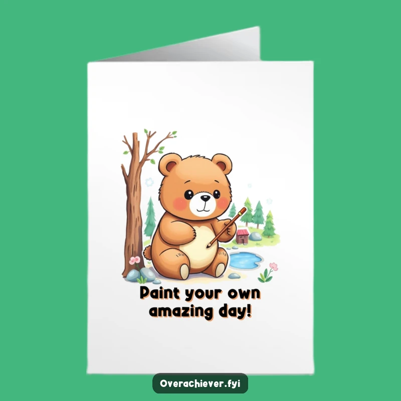 Free Printable Birthday Card: Bear's Artistry Wishes Downloadable Gift