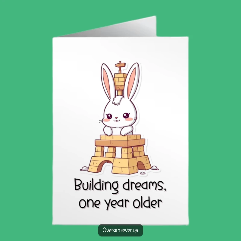 Free Printable Birthday Card: Funny Rabbit Builder DIY Downloadable Gift