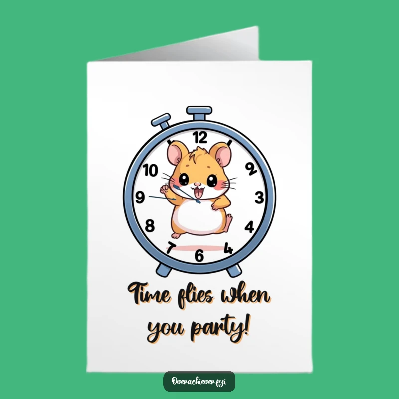 Free Printable Birthday Card: Hamster Clock Wheel, Determined Runner Downloadable Gift!