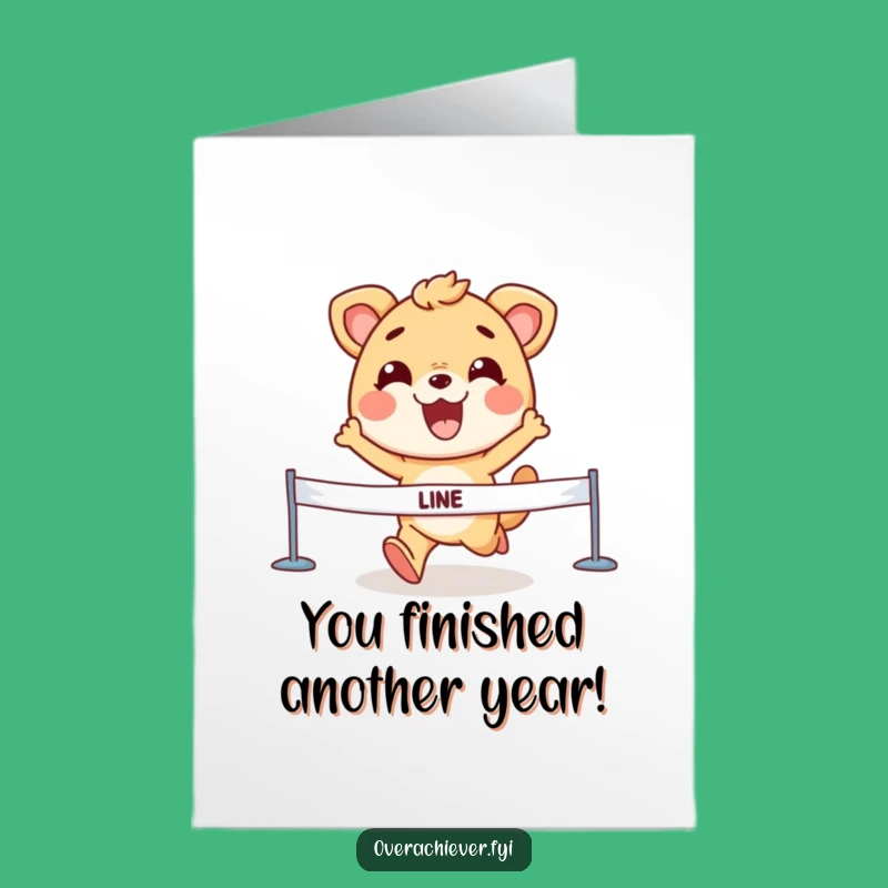 Free Printable Finish Line Animal Birthday Card: Funny Runner Downloadable Gift