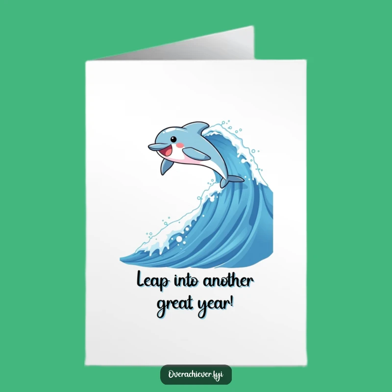 Free Printable Funny Birthday Card: Dolphin's Joyful Leap, Downloadable Gift