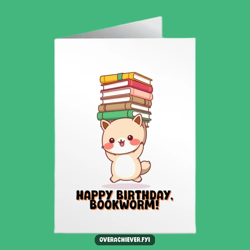 Free Printable Bookworm Animal Birthday Card - Funny Downloadable DIY Gift for Readers