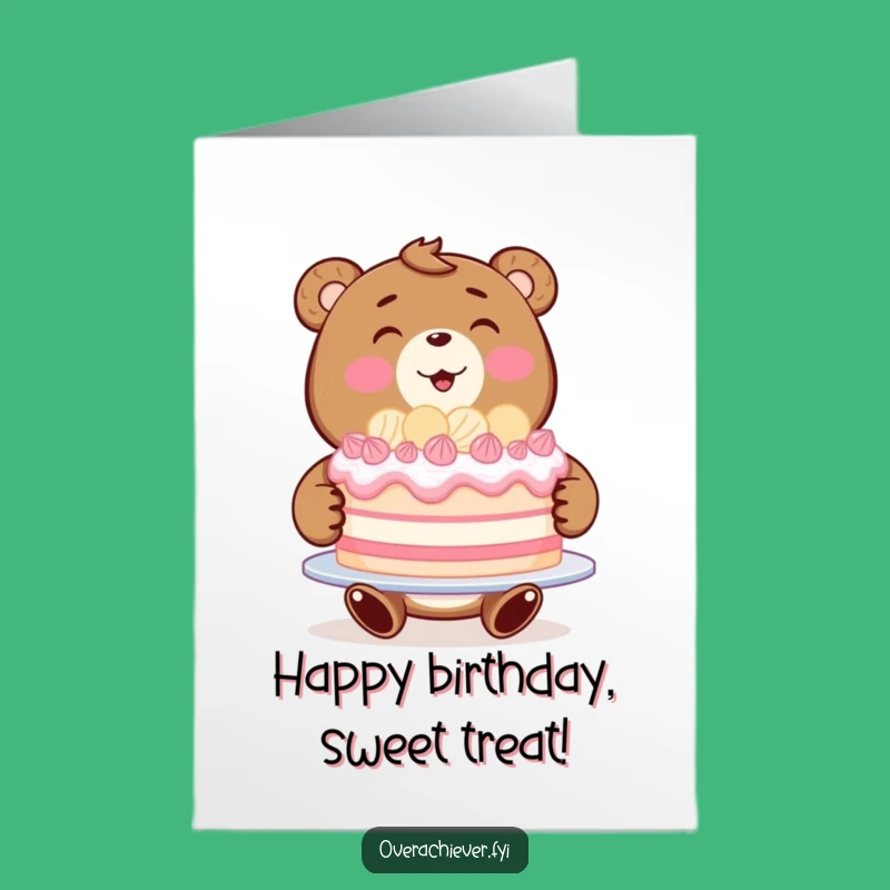 Free Printable Funny Bear Cake Birthday Card - Sweet Downloadable Gift for Celebrations!