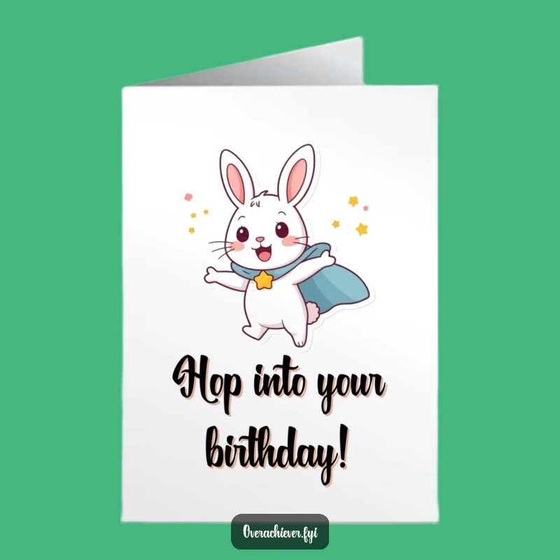 Free Printable Birthday Card: Flying Rabbit Cape Wishful Thinking Funny Gift