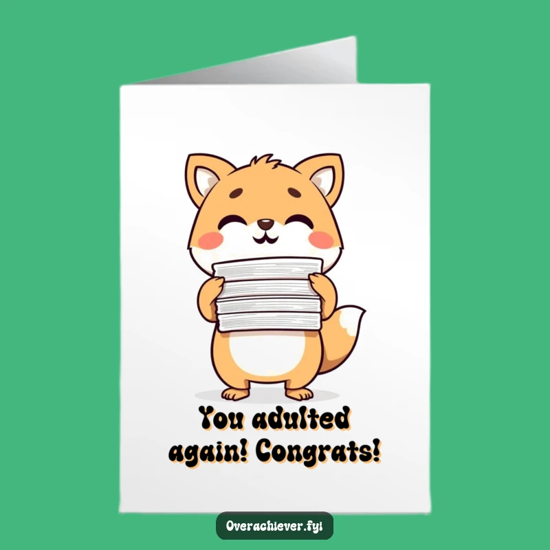 Free Printable Paperwork Animal Birthday Card: Funny Achiever Downloadable Gift