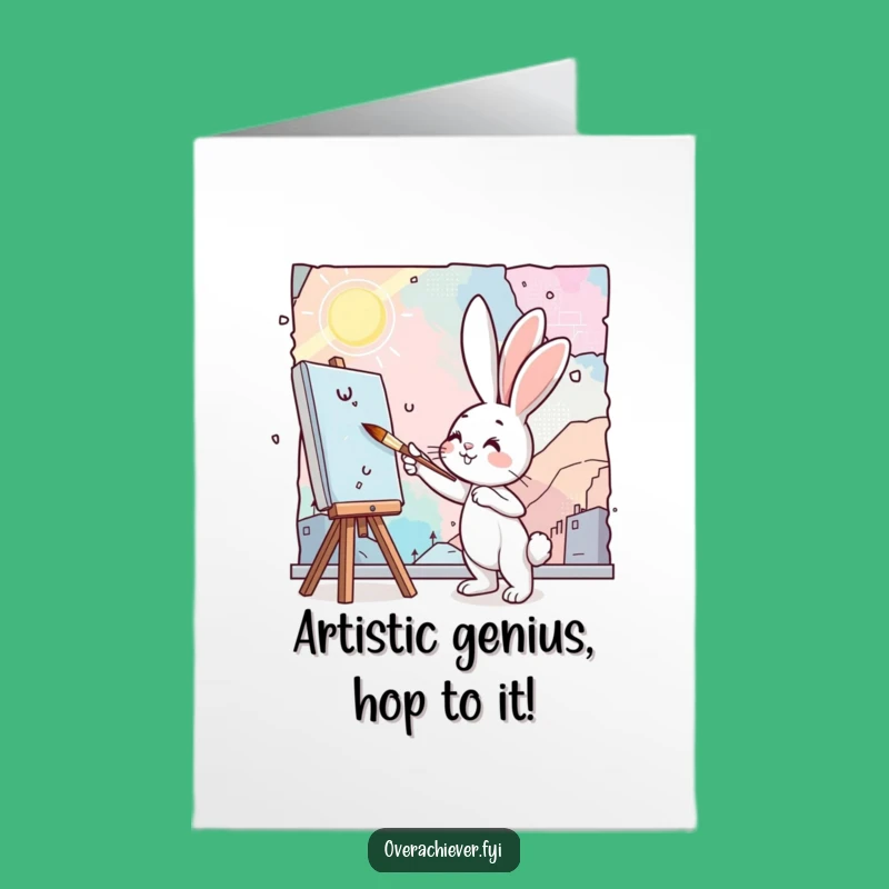 Free Printable Funny Bunny Artist Congrats Card - Artistic Downloadable Gift for Celebrations!