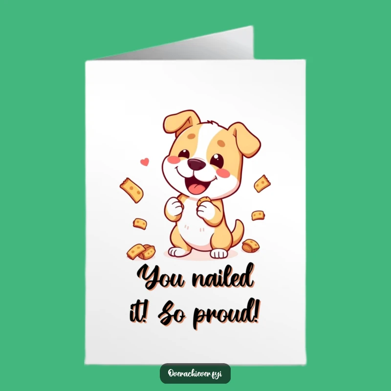 Free Printable Congrats Card: Funny Dog Trick Success Downloadable Gift