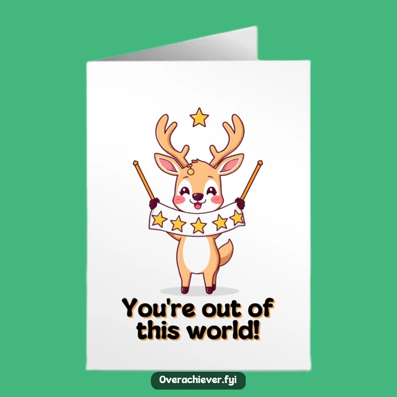 Free Printable Congrats Card: Humorous Starry Deer, Downloadable Gift for Achievements