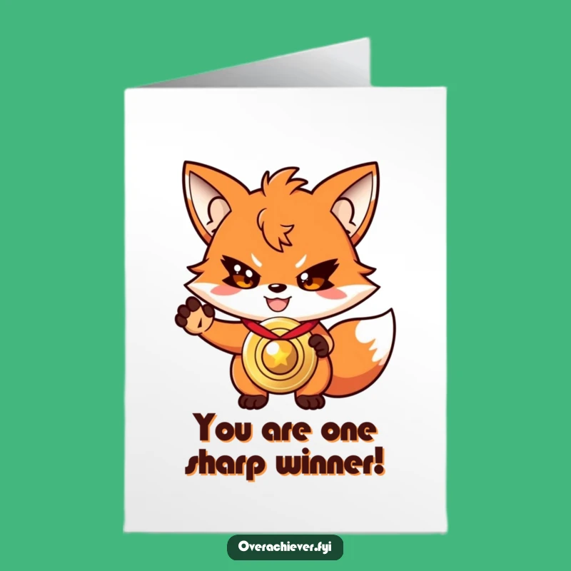 Free Printable Congrats Card: Victorious Fox Medal - Champion Downloadable Gift!