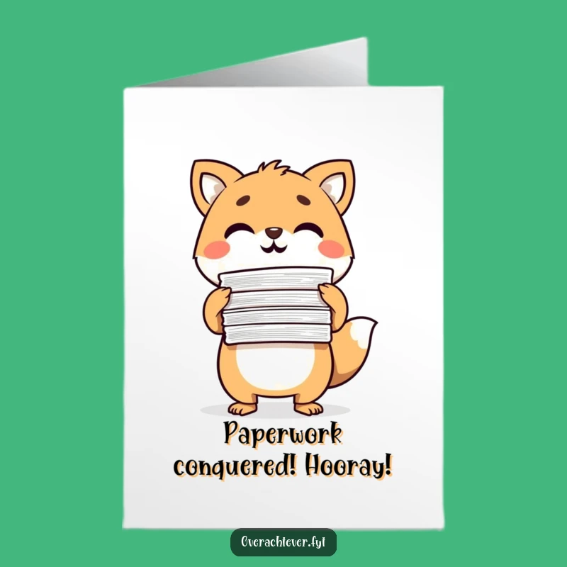 Free Printable Paperwork Animal Congrats Card: Funny Success Downloadable Gift