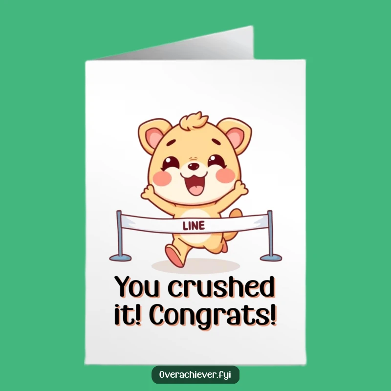 Free Printable Finish Line Animal Congrats Card: Funny Victory Downloadable Gift