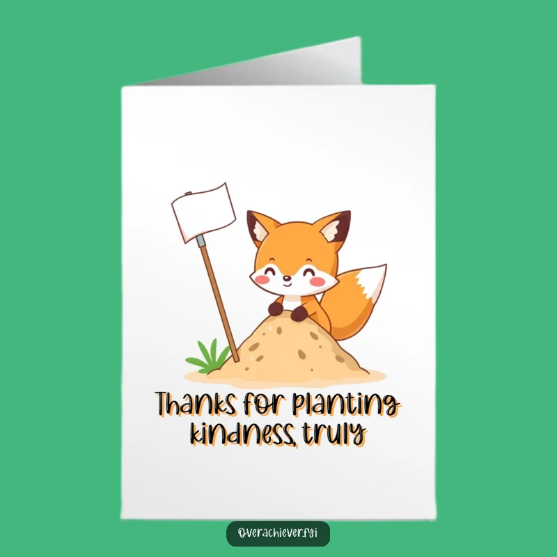 Free Printable Fox Flag Planting Thank You Card - Downloadable Humorous Gift!