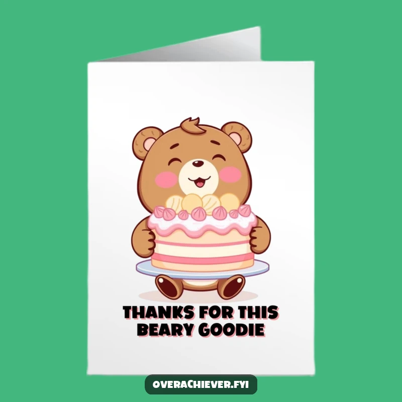 Free Printable Funny Bear Cake Thank You Card - Sweet Downloadable Gift of Gratitude!