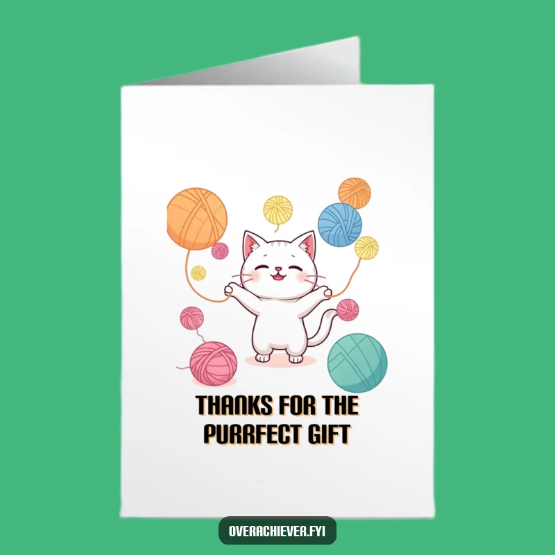 Free Printable Kawaii Cat Thank You Card: Grateful Yarn Juggler for a Humorous Downloadable Gift