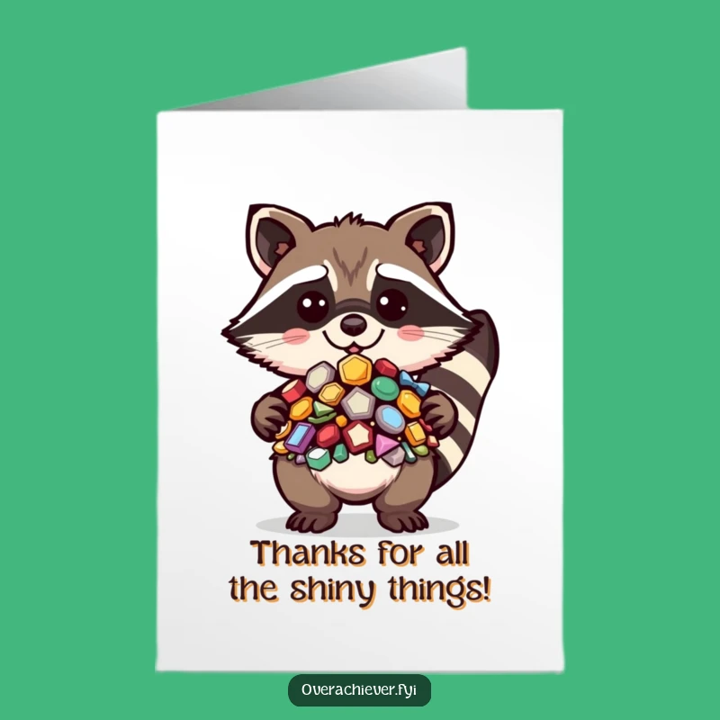 Free Printable Thank You Card: Humorous Raccoon, Shiny Haul Gift, Downloadable!