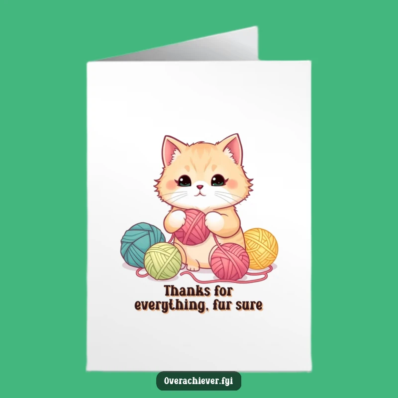 Free Printable Thank You Card: Cat's Gradient Yarn Thanks for an Organized Downloadable Gift