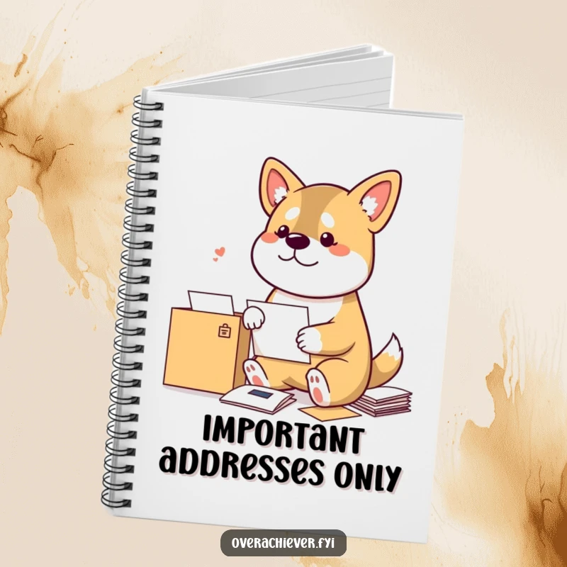 Funny Dog Notebook: A bouncy dog meticulously sorting mail by sender, perfect for jotting down notes with a humorous touch.