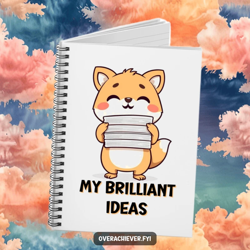 Funny Notebook with a determined animal character triumphantly holding completed papers, perfect for jotting down productive thoughts.