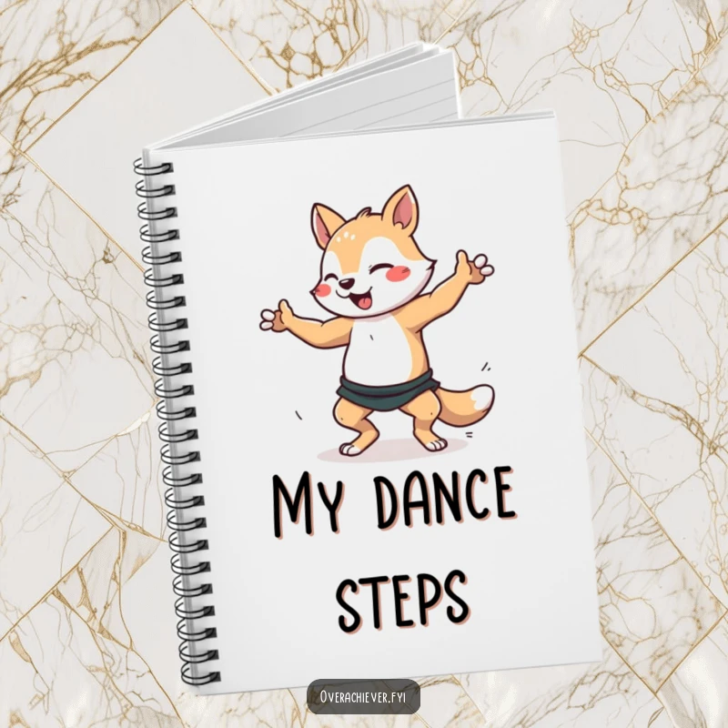 Funny dancer animal notebook featuring a character intensely practicing a dance routine, ideal for notes and choreography. Humorous organizational tool.