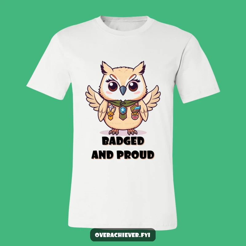 Funny Owl Badges T-Shirt: Diligent Scholar Design for Proud Wear