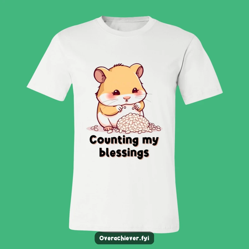 Funny Hamster Rice Counting T-Shirt, Amusing Tiny Detail Tee Gift