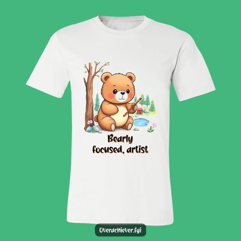 Funny Bear's Art Studio T-Shirt: Miniature Landscape Masterpiece, Great Gift for Painters