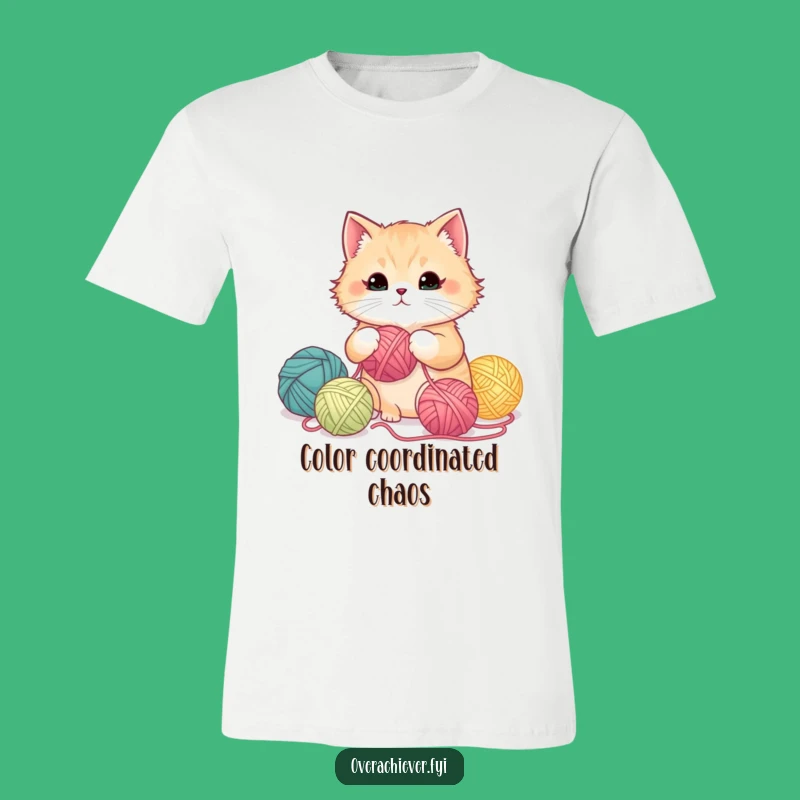 Funny Cat Yarn Organizer T-Shirt, Amusing Feline Craft Tee Gift